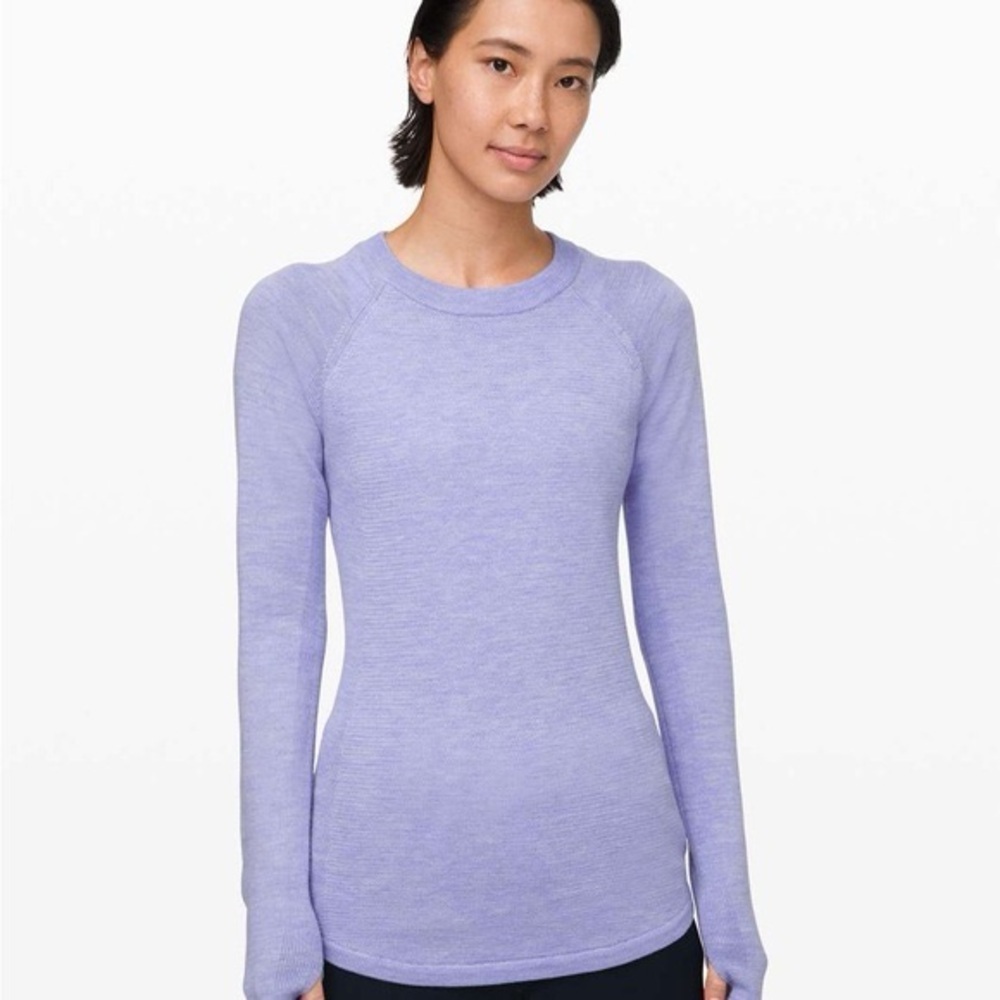 Lululemon Sit in Lotus Merino Wool Sweater in Heathered Lavender Dusk Size 8